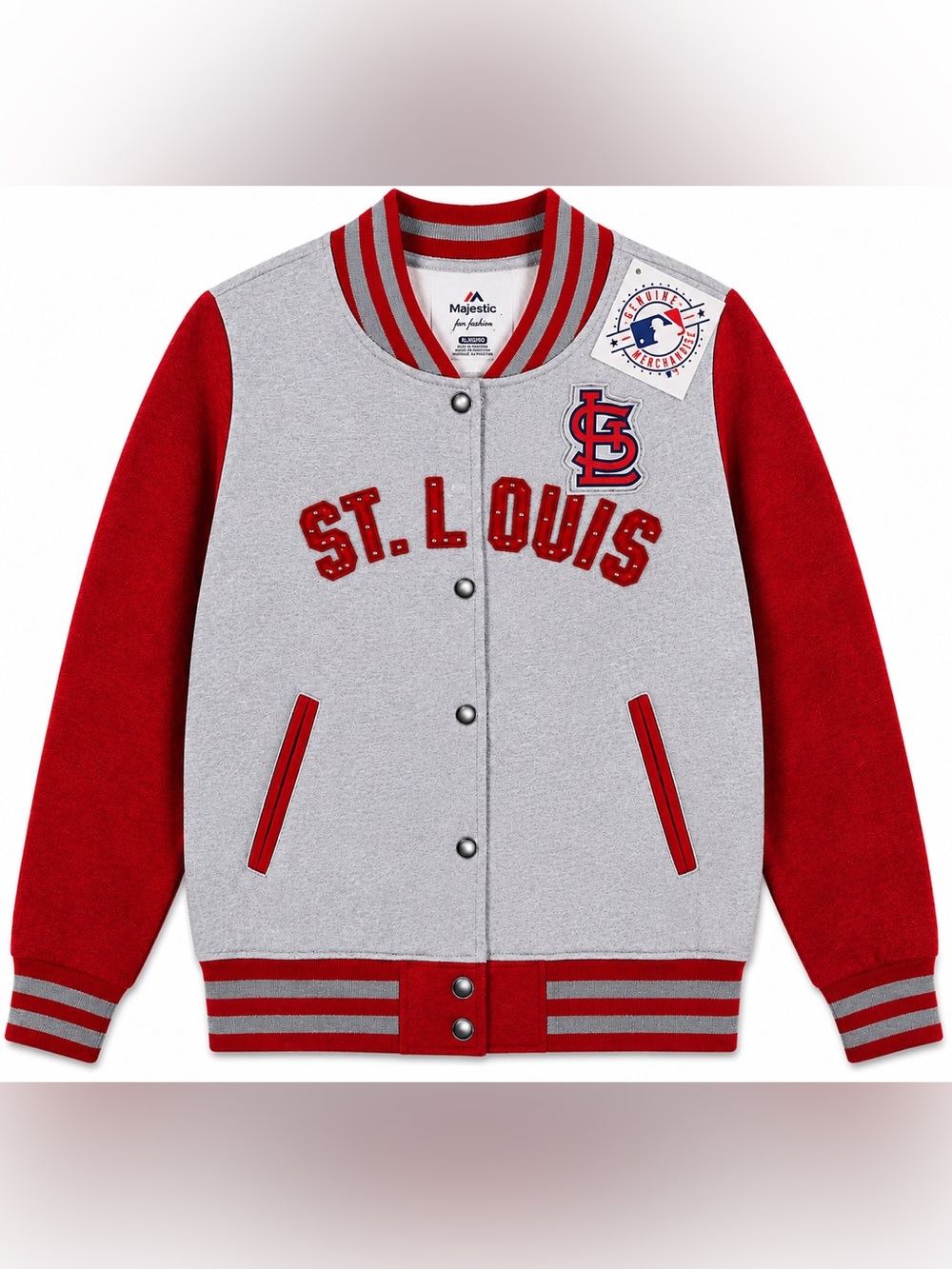 NWT Majestic St. Louis Cardinals Rhinestone Varsity Jacket XL Women’s